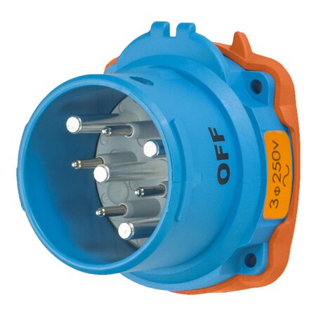 Meltric Pin & Sleeve Inlet, 60 A, 250V AC, Three Phase, 3 Pole, Screw Terminals Wire Connection Type Blue 63-68073-974